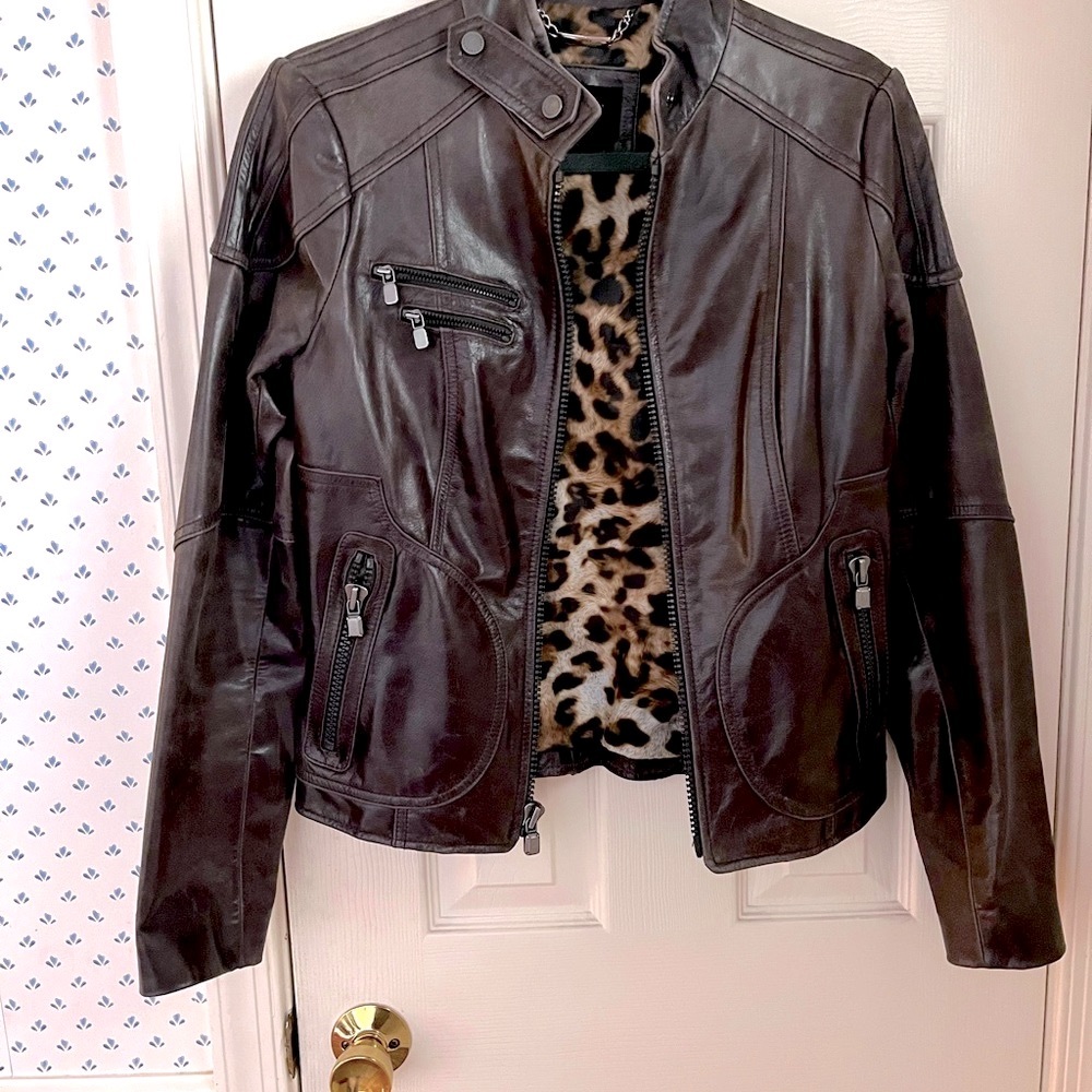 EUC Laundry by Shelli Segal brown leather jacket